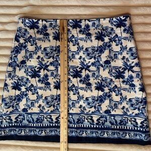 LOFT Blue and White Mini Pencil Skirt Casual